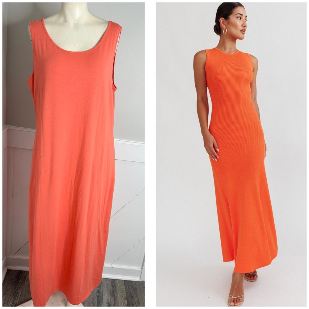 BELLE ORANGE MAXI DRESS/ POCKETS SIZE MEDIUM